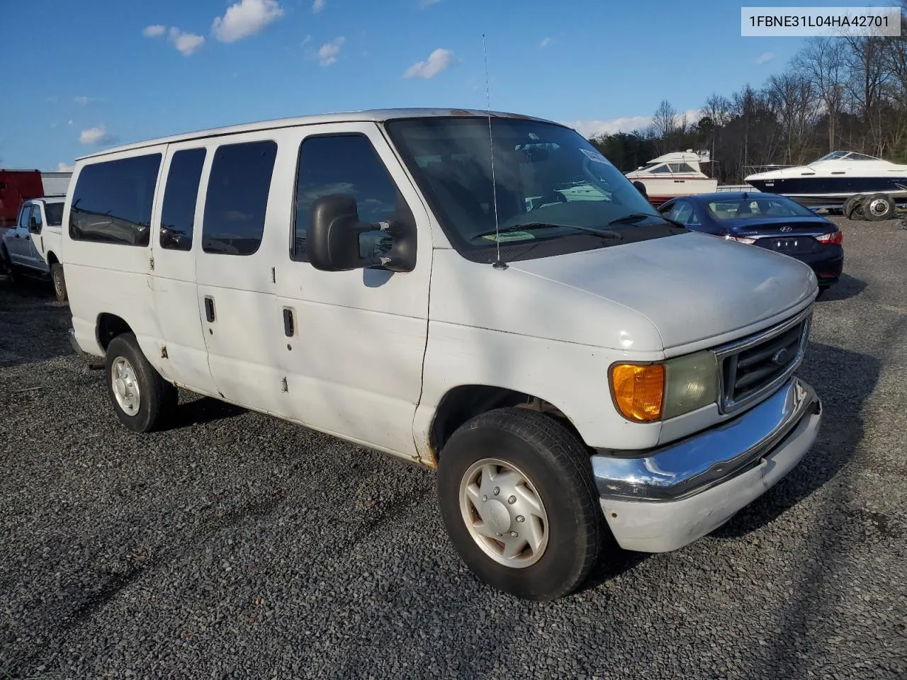 2004 Ford Econoline E350 Super Duty Wagon VIN: 1FBNE31L04HA42701 Lot: 80443874