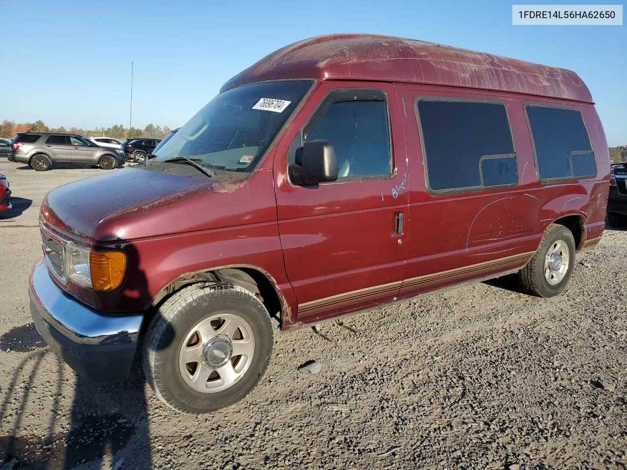 2006 Ford Econoline E150 Van VIN: 1FDRE14L56HA62650 Lot: 76896704