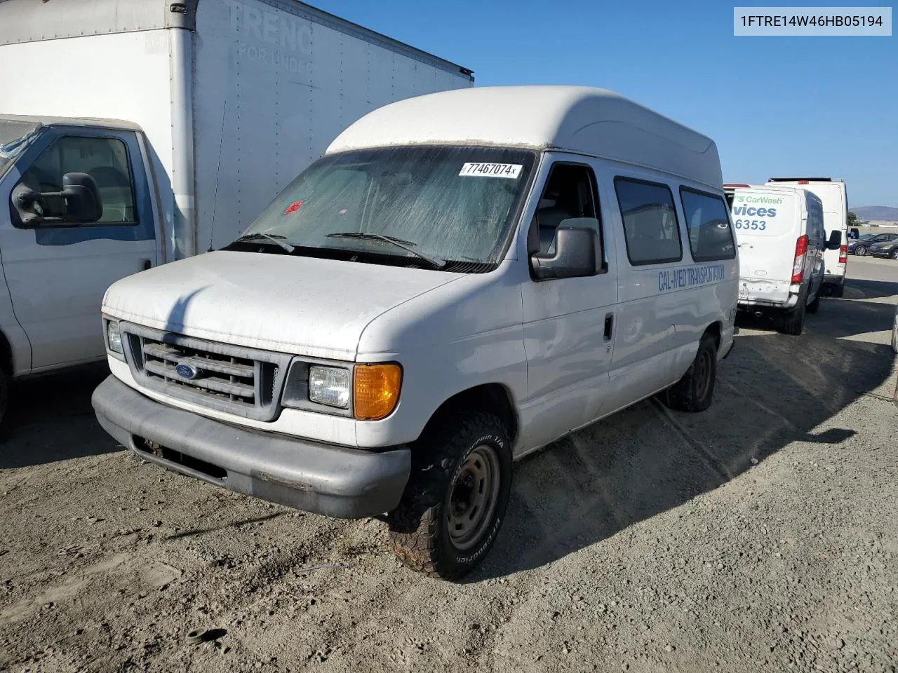 2006 Ford Econoline E150 Van VIN: 1FTRE14W46HB05194 Lot: 77467074