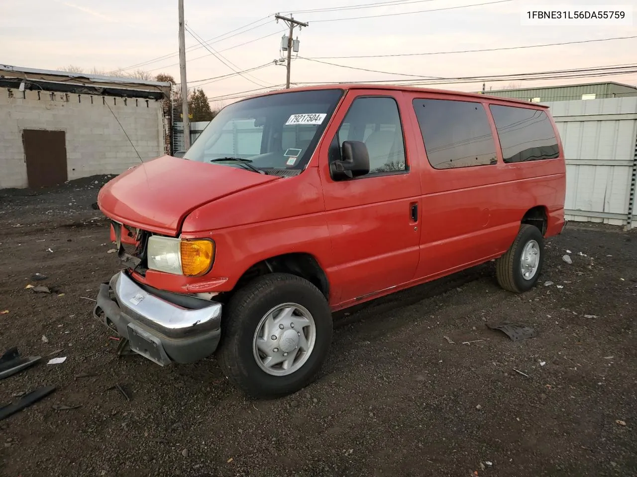 2006 Ford Econoline E350 Super Duty Wagon VIN: 1FBNE31L56DA55759 Lot: 79217504