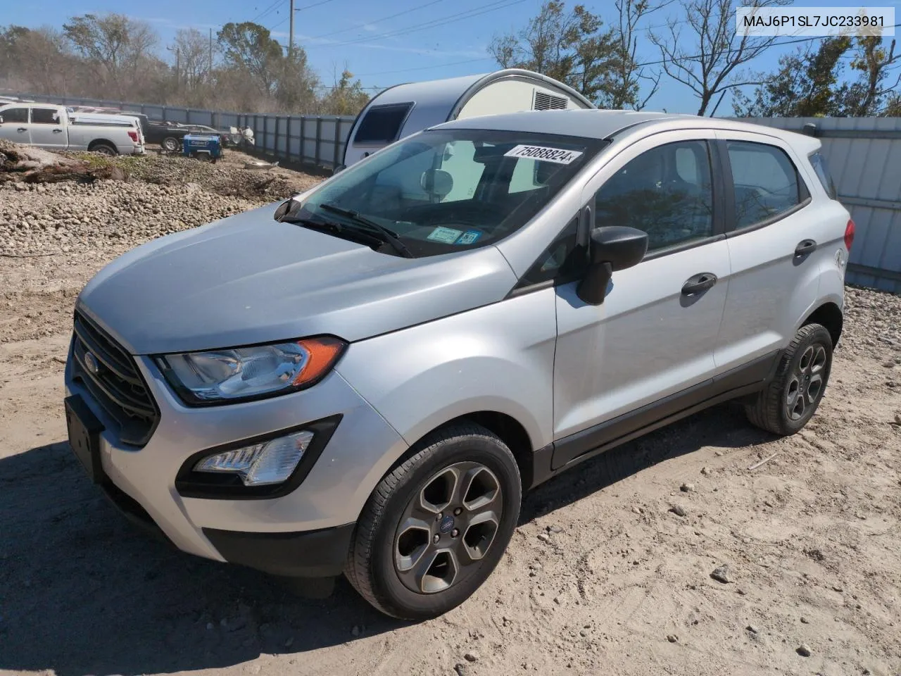 2018 Ford Ecosport S VIN: MAJ6P1SL7JC233981 Lot: 75088824