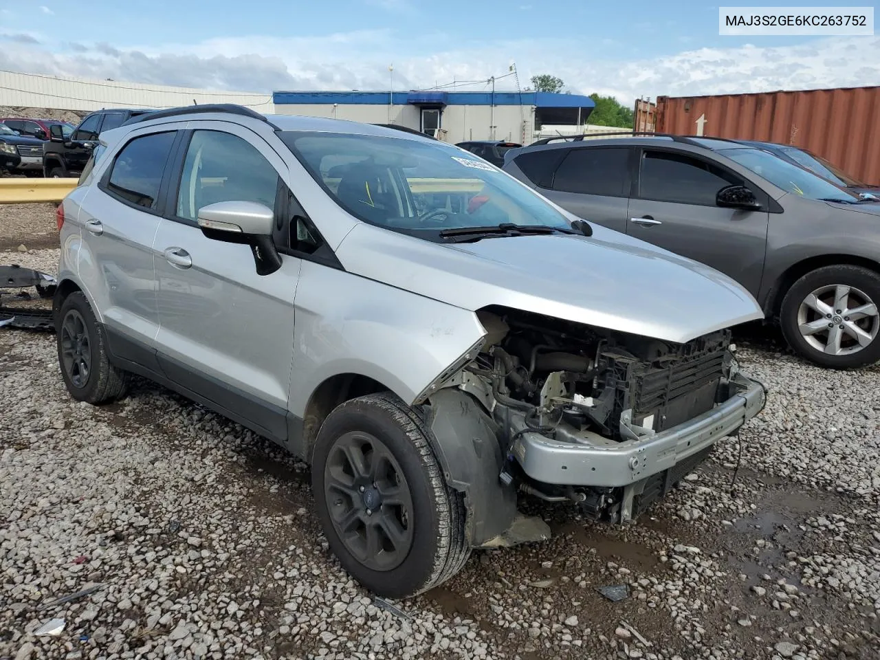 2019 Ford Ecosport Se VIN: MAJ3S2GE6KC263752 Lot: 54640544