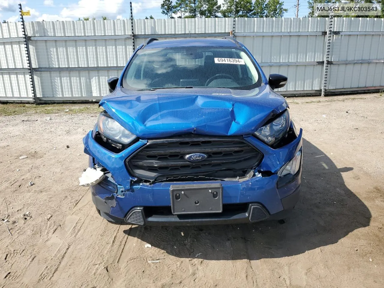 2019 Ford Ecosport Ses VIN: MAJ6S3JL9KC303543 Lot: 69416394