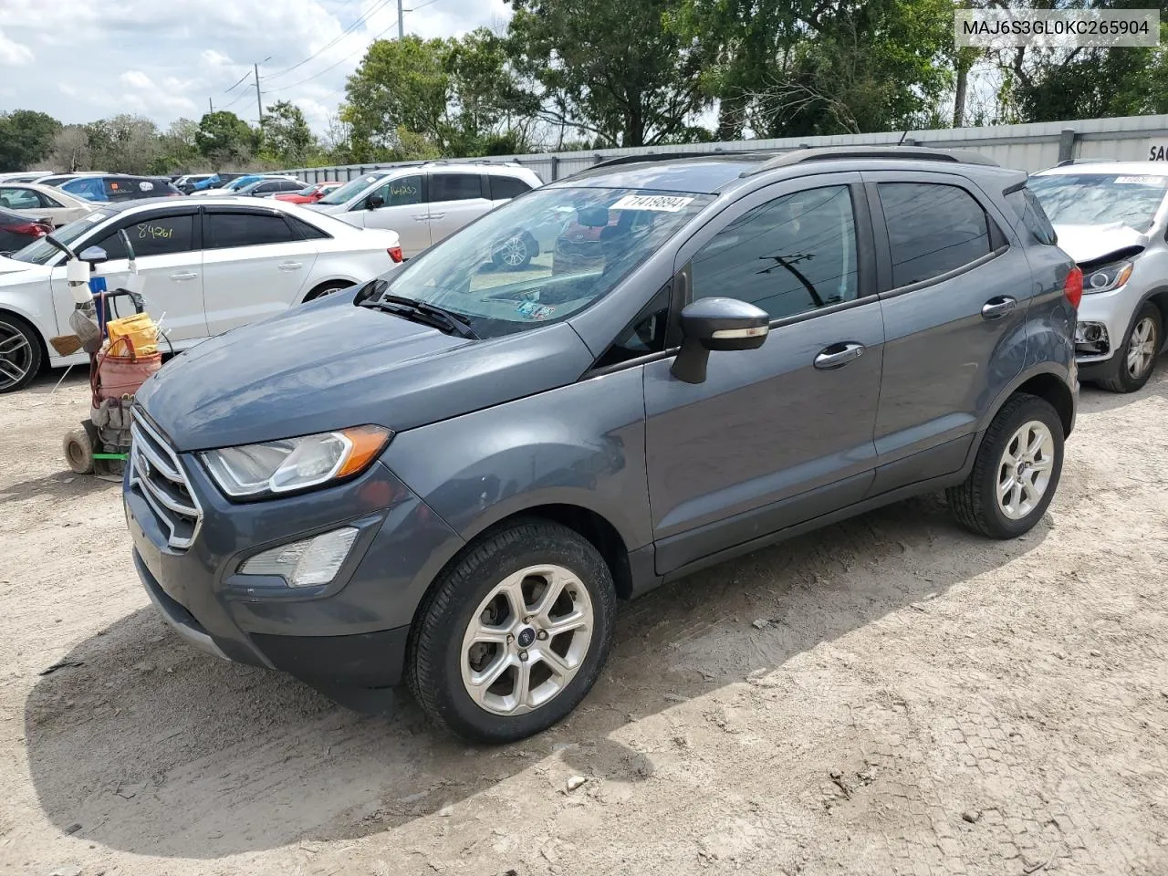 2019 Ford Ecosport Se VIN: MAJ6S3GL0KC265904 Lot: 71419894