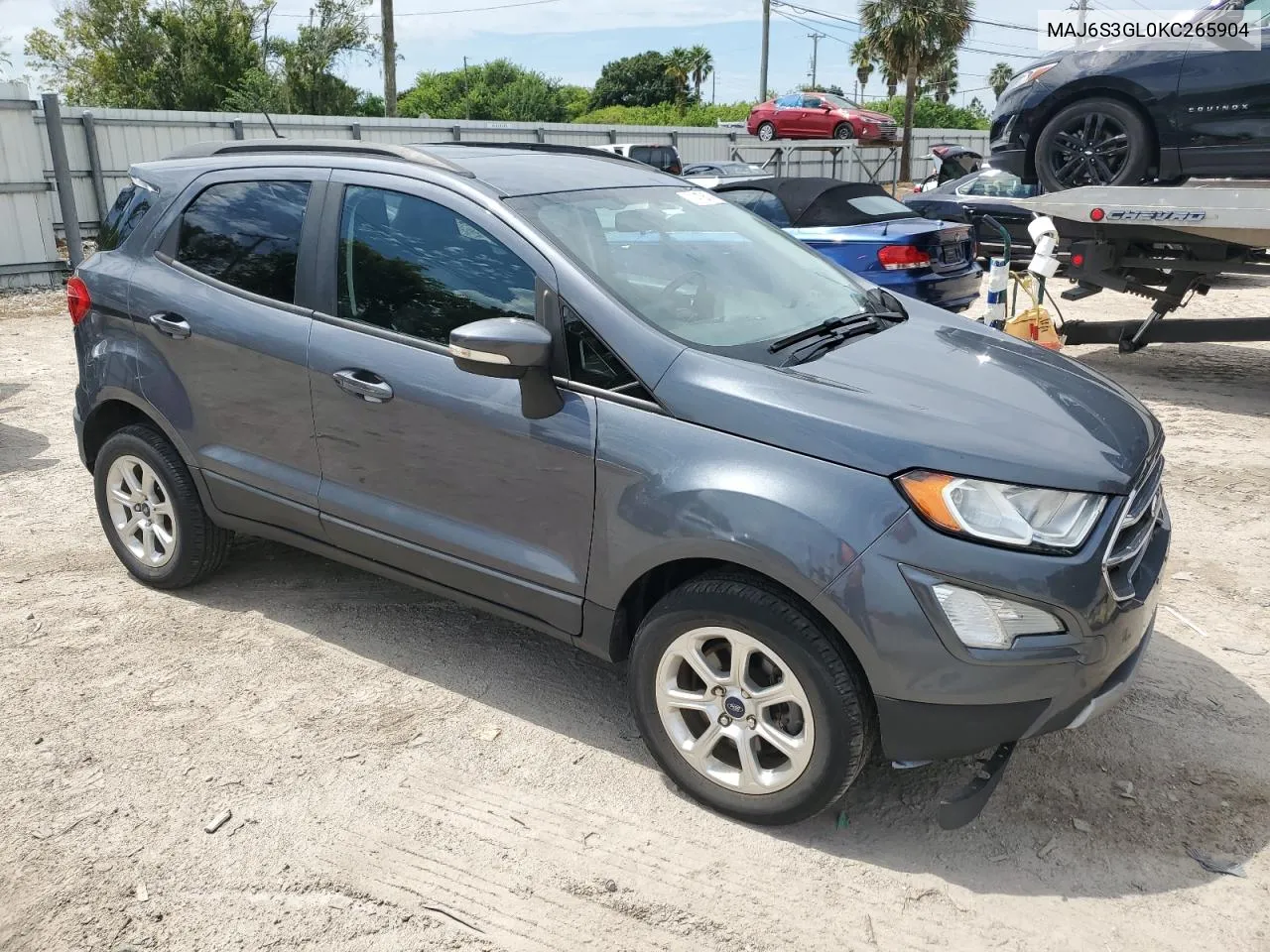 2019 Ford Ecosport Se VIN: MAJ6S3GL0KC265904 Lot: 71419894