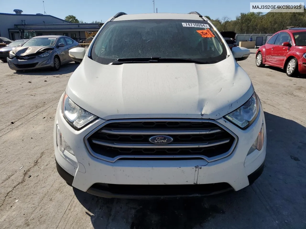 2019 Ford Ecosport Se VIN: MAJ3S2GE4KC303925 Lot: 74710094