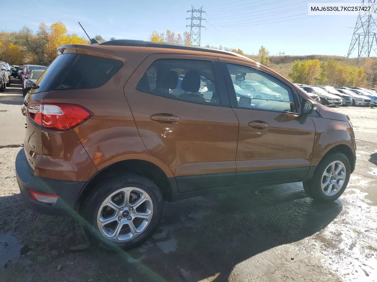 2019 Ford Ecosport Se VIN: MAJ6S3GL7KC257427 Lot: 77481884