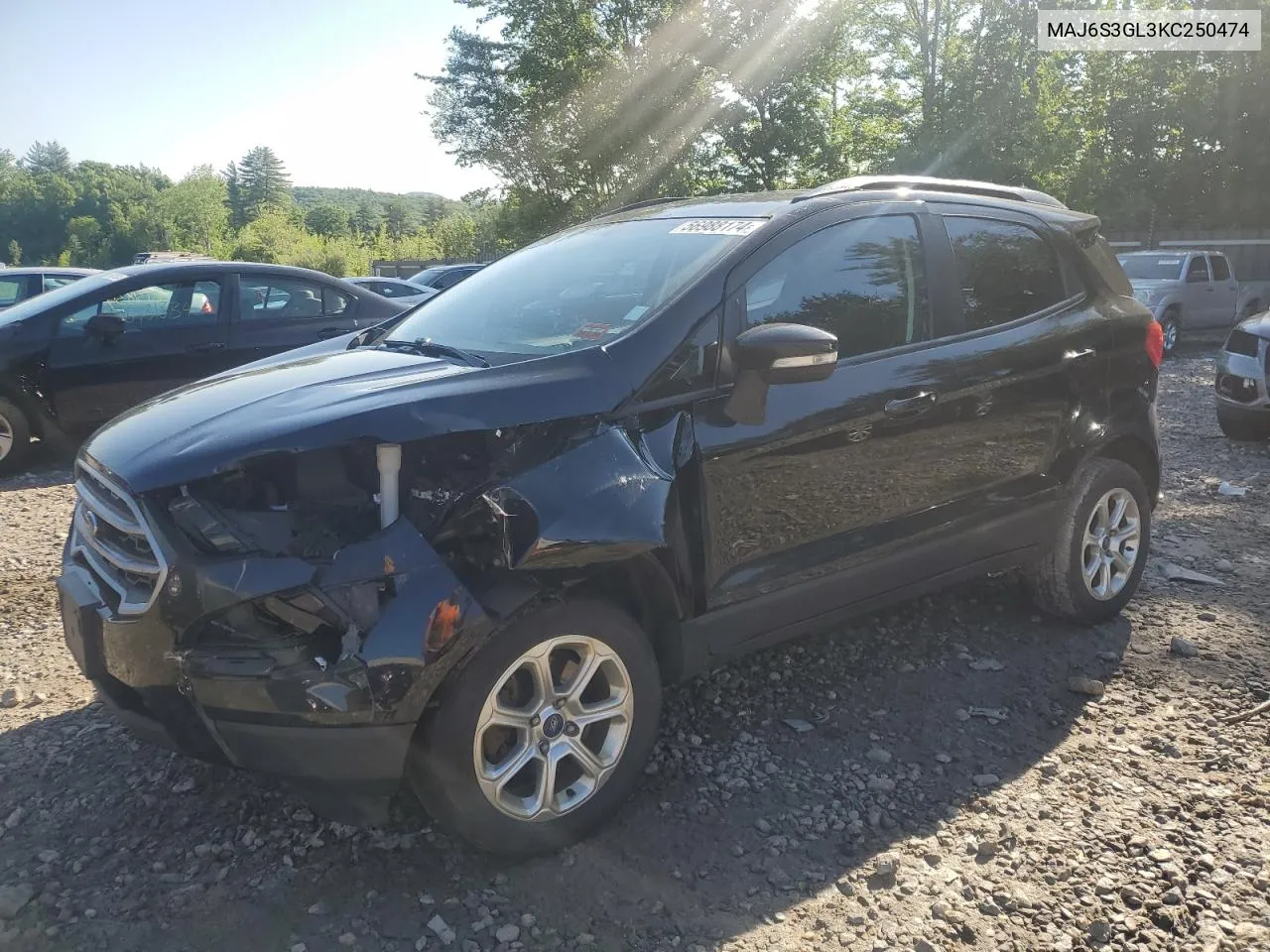 2019 Ford Ecosport Se VIN: MAJ6S3GL3KC250474 Lot: 77728004