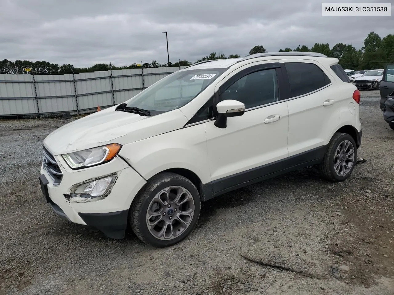 2020 Ford Ecosport Titanium VIN: MAJ6S3KL3LC351538 Lot: 70232594