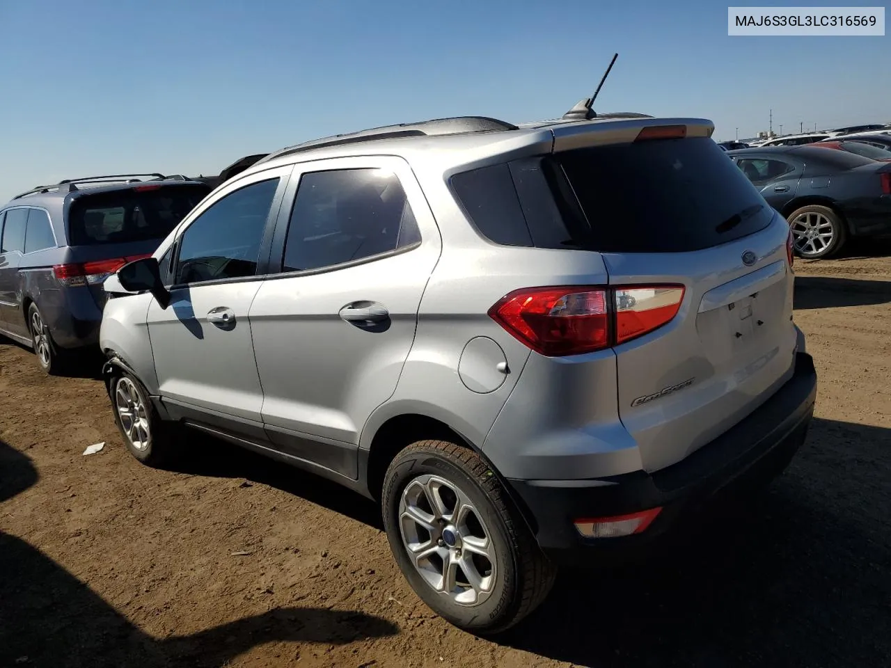 2020 Ford Ecosport Se VIN: MAJ6S3GL3LC316569 Lot: 70780174