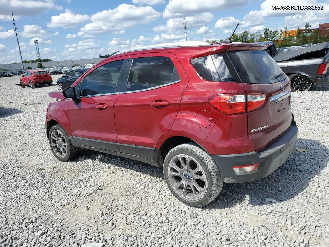 2020 Ford Ecosport Titanium VIN: MAJ6S3KL1LC332552 Lot: 71880004