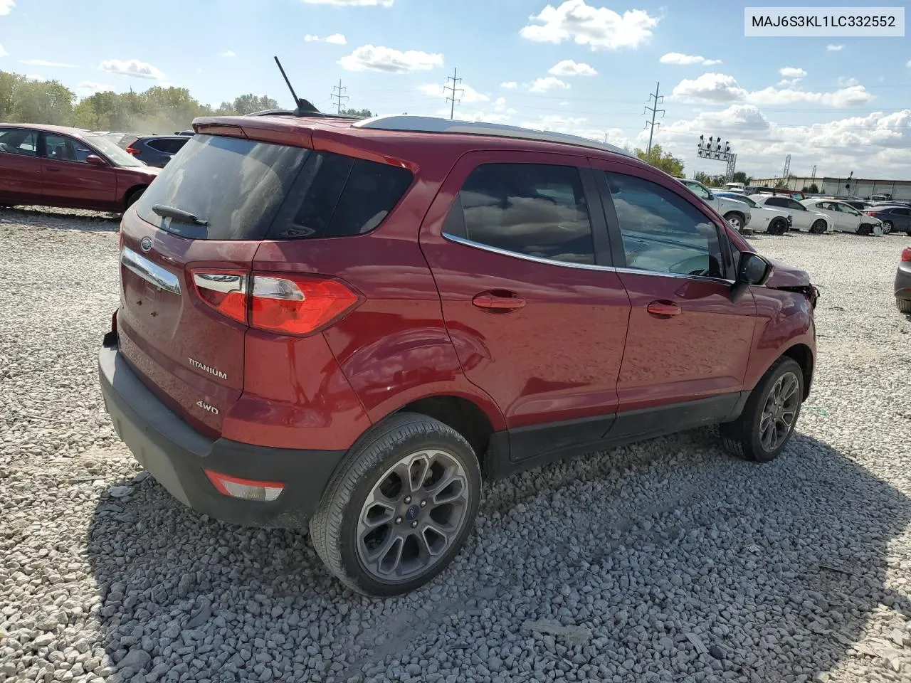 2020 Ford Ecosport Titanium VIN: MAJ6S3KL1LC332552 Lot: 71880004