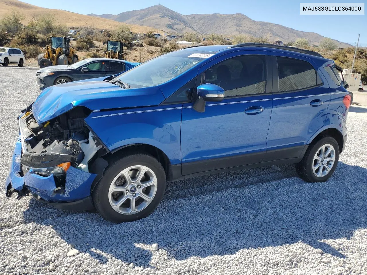 2020 Ford Ecosport Se VIN: MAJ6S3GL0LC364000 Lot: 73742164