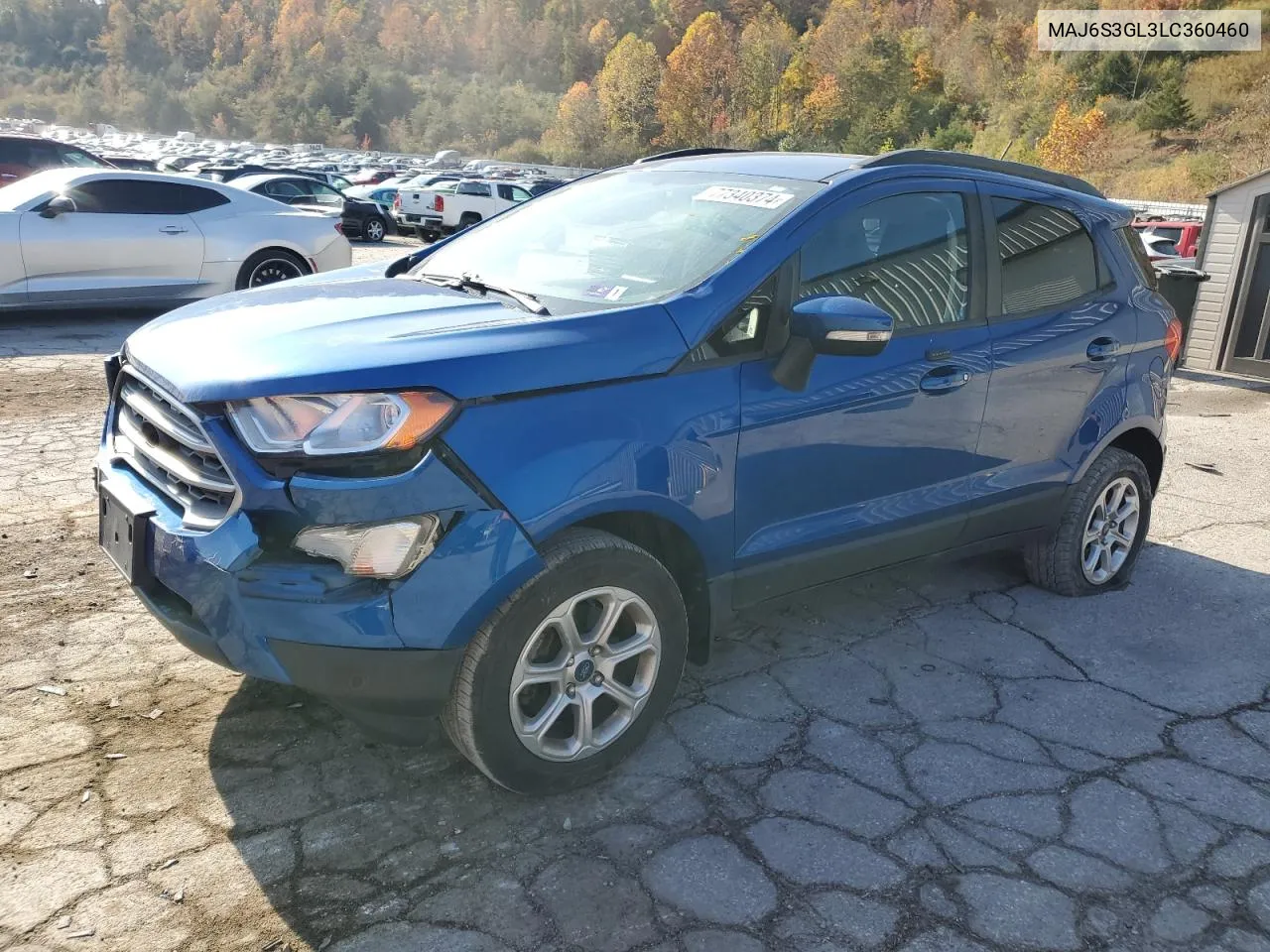 2020 Ford Ecosport Se VIN: MAJ6S3GL3LC360460 Lot: 77340374