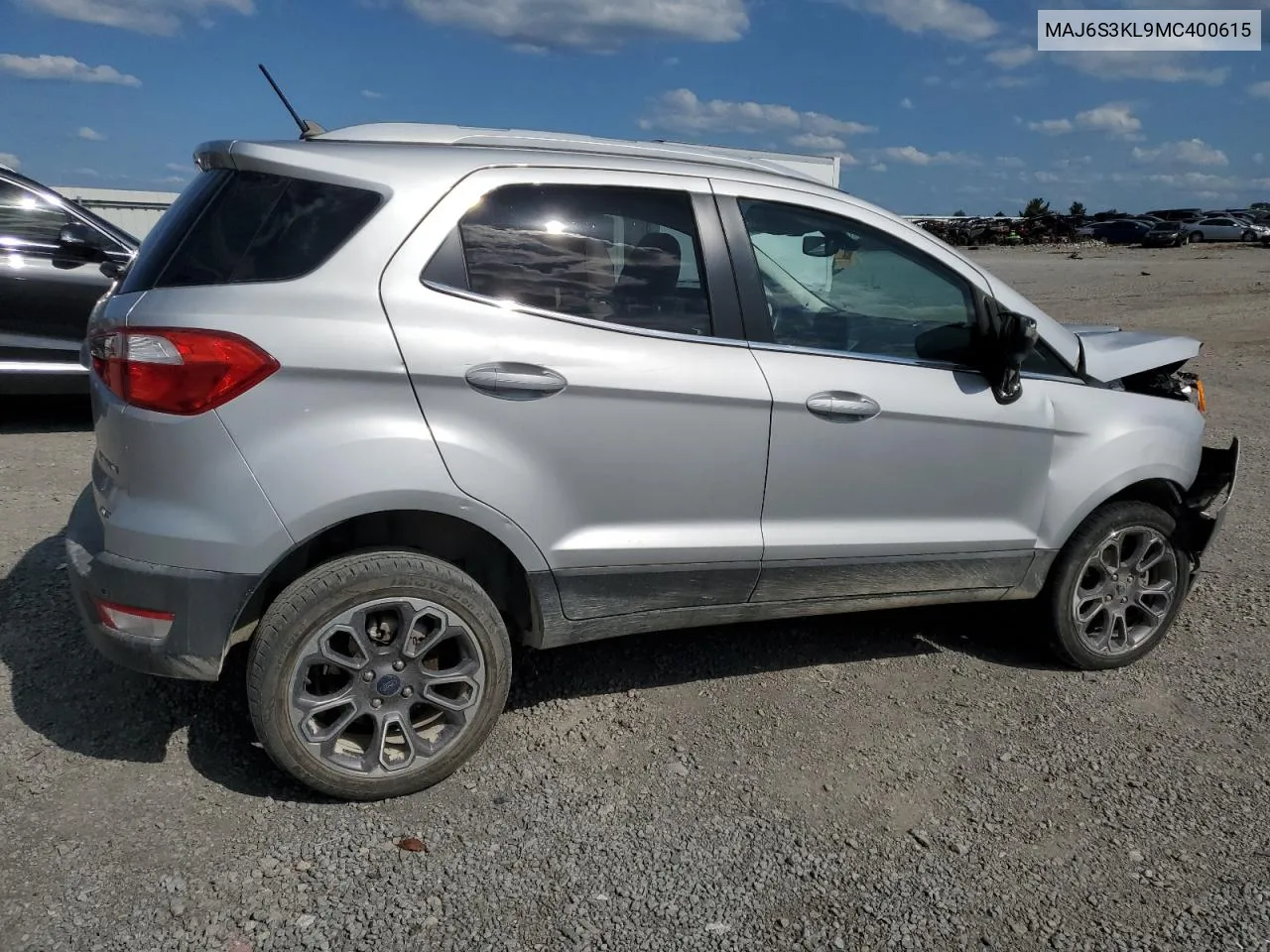 2021 Ford Ecosport Titanium VIN: MAJ6S3KL9MC400615 Lot: 70480274