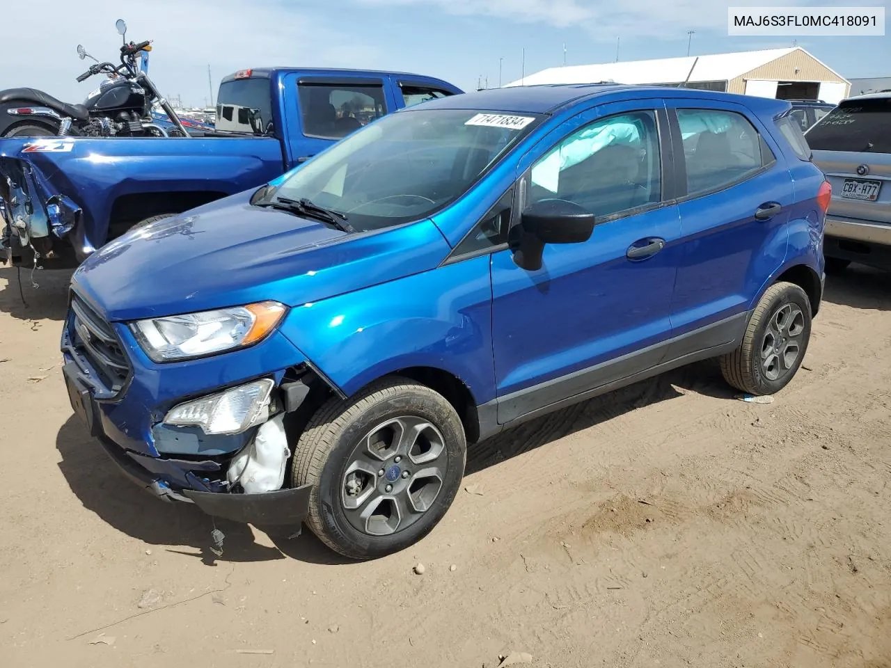 2021 Ford Ecosport S VIN: MAJ6S3FL0MC418091 Lot: 71471834