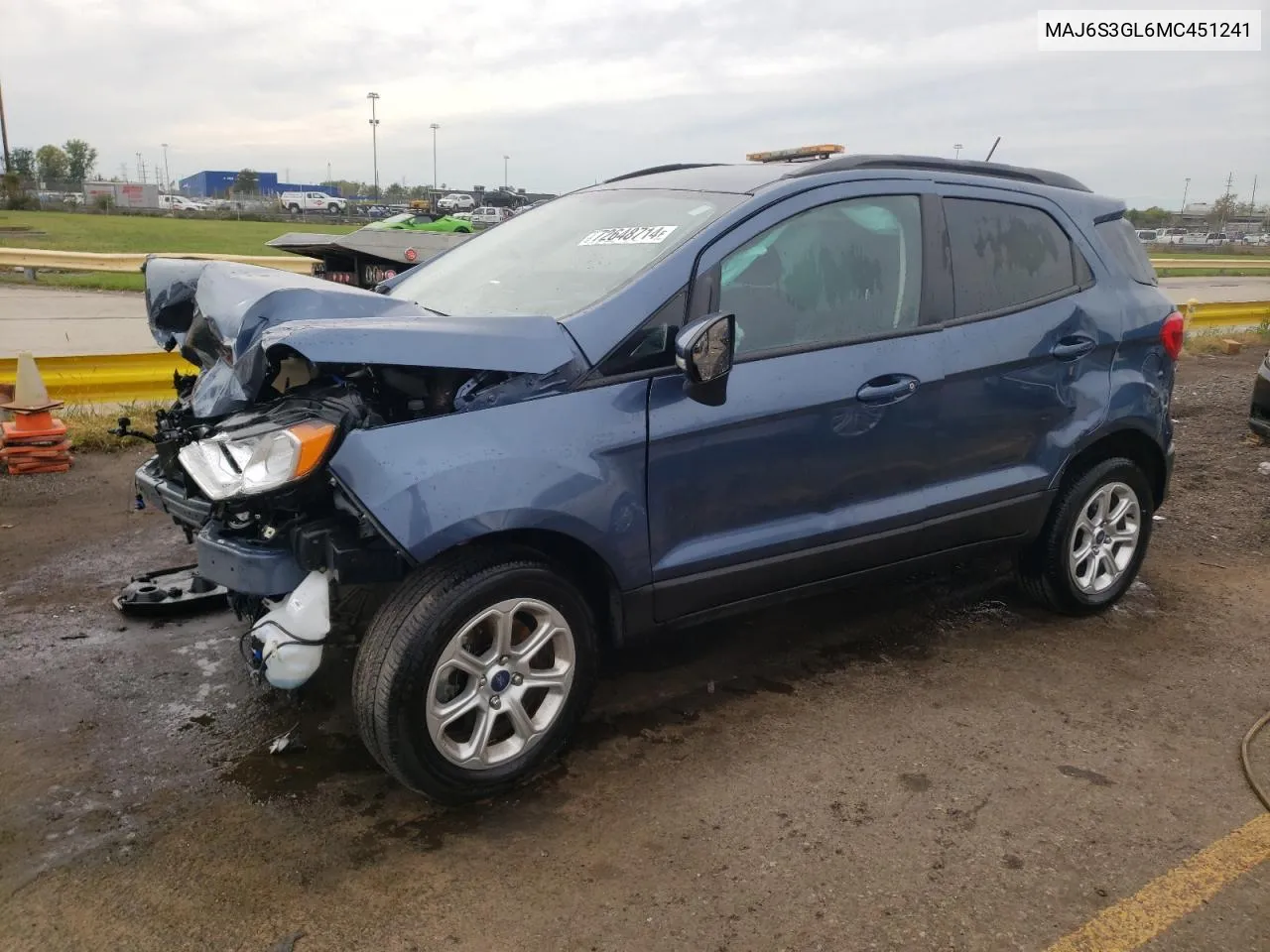 2021 Ford Ecosport Se VIN: MAJ6S3GL6MC451241 Lot: 72648714