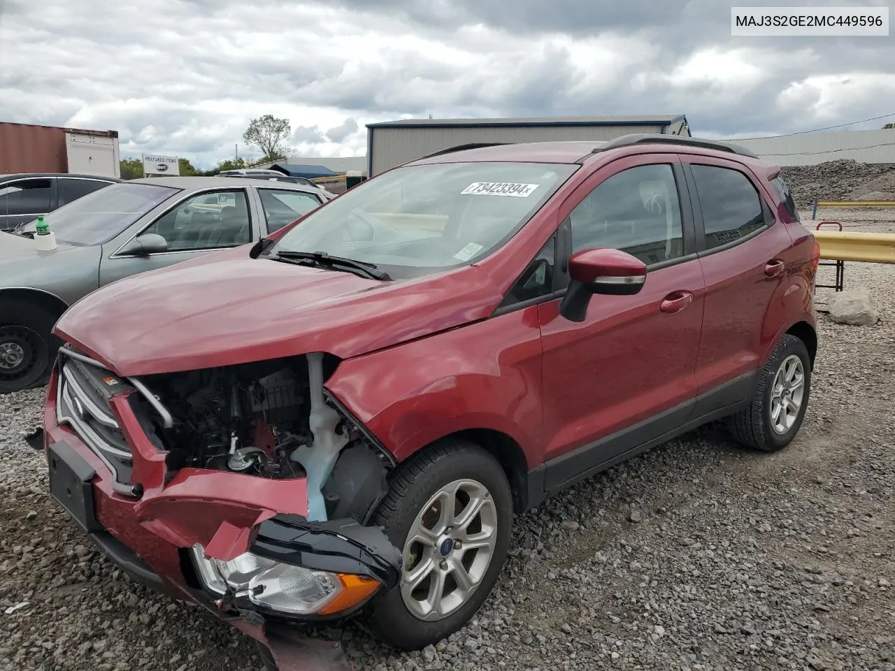 2021 Ford Ecosport Se VIN: MAJ3S2GE2MC449596 Lot: 73423394