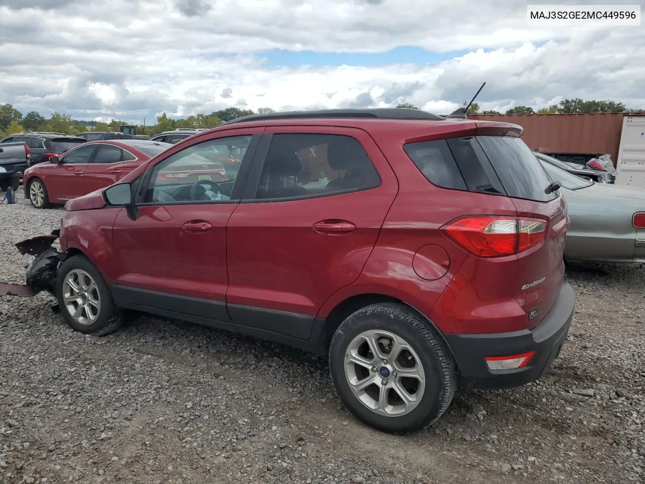 2021 Ford Ecosport Se VIN: MAJ3S2GE2MC449596 Lot: 73423394