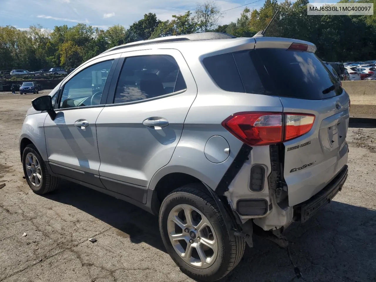 2021 Ford Ecosport Se VIN: MAJ6S3GL1MC400097 Lot: 73639484