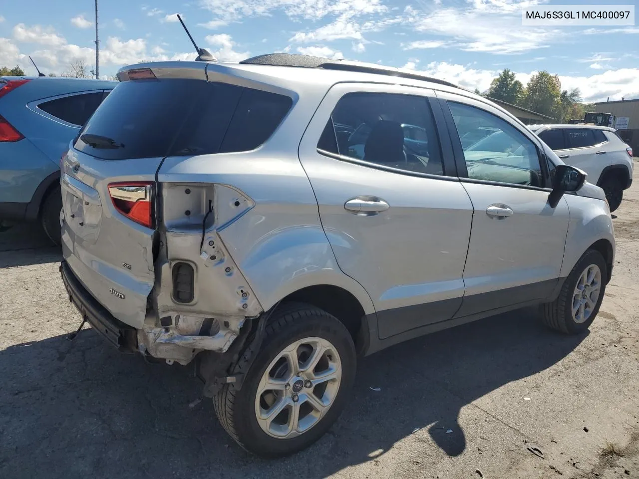 2021 Ford Ecosport Se VIN: MAJ6S3GL1MC400097 Lot: 73639484