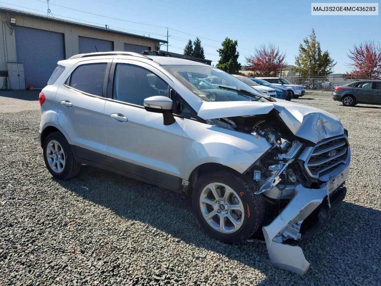 2021 Ford Ecosport Se VIN: MAJ3S2GE4MC436283 Lot: 74096174