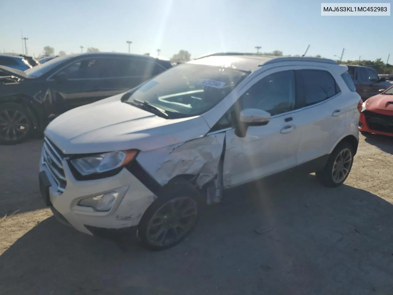 2021 Ford Ecosport Titanium VIN: MAJ6S3KL1MC452983 Lot: 74737244