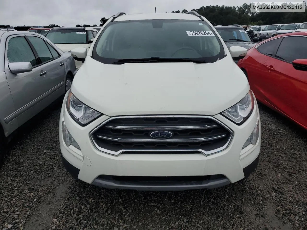 2021 Ford Ecosport Titanium VIN: MAJ6S3KL0MC423412 Lot: 75076264