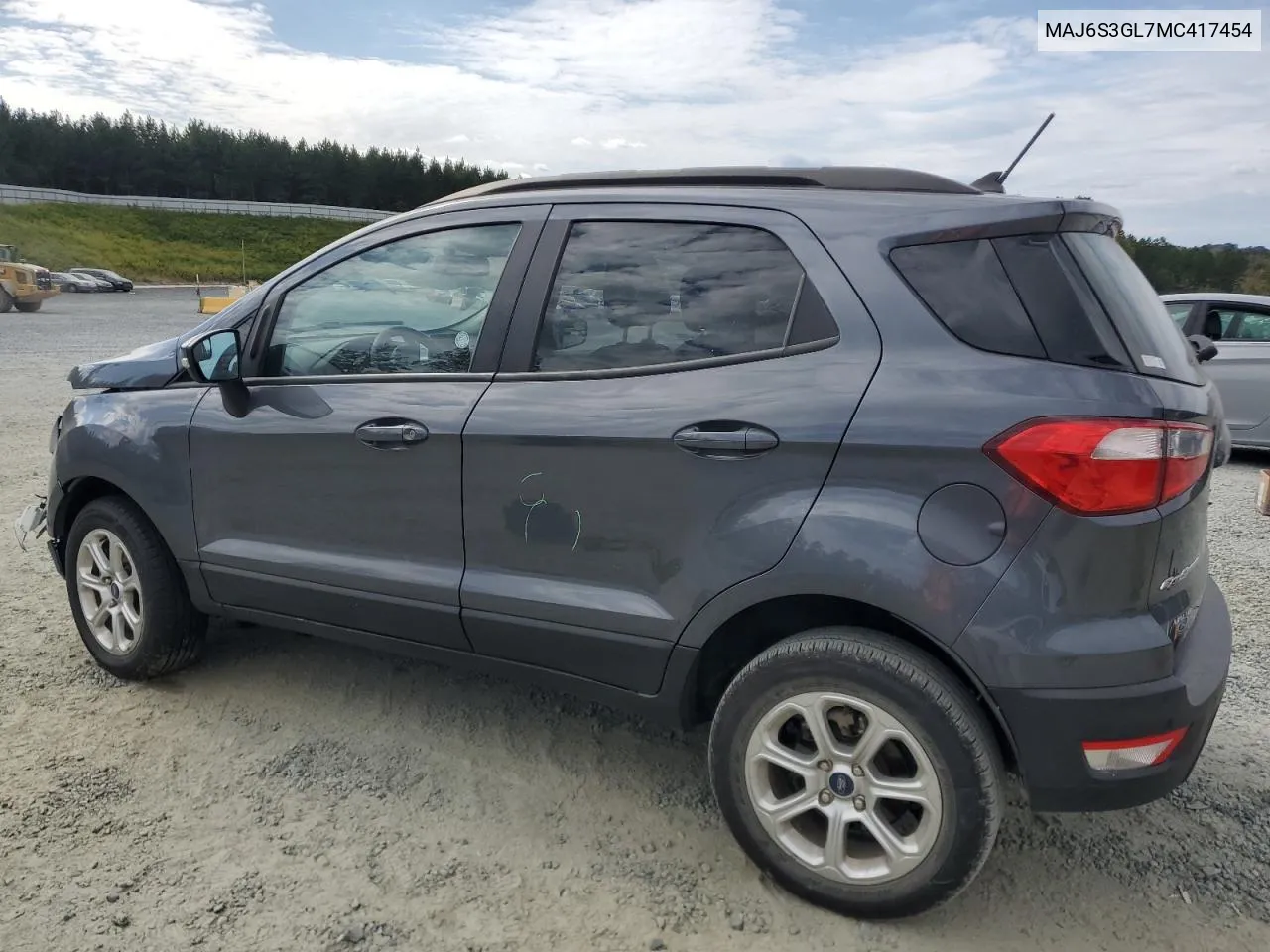 2021 Ford Ecosport Se VIN: MAJ6S3GL7MC417454 Lot: 76284934