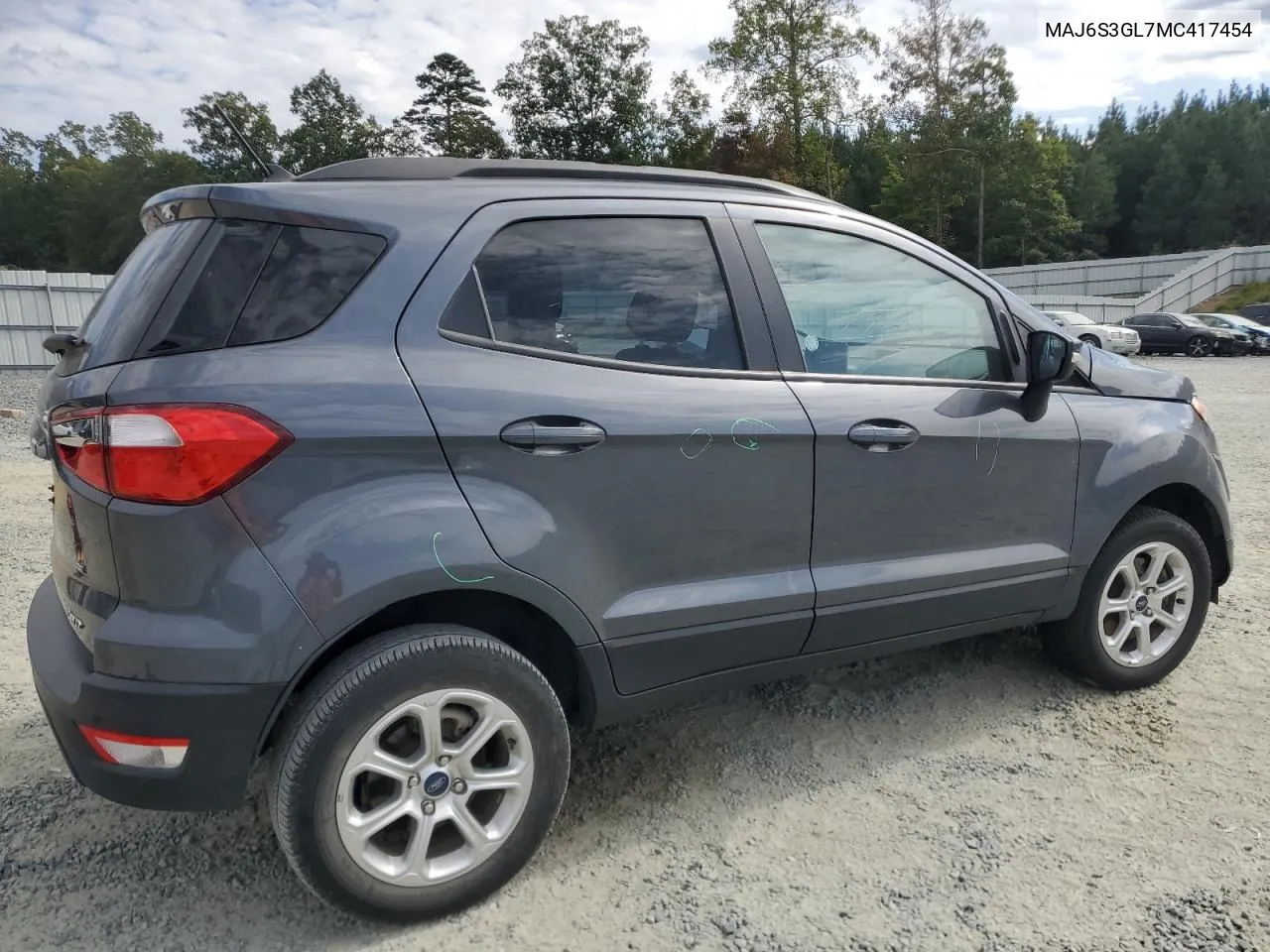 2021 Ford Ecosport Se VIN: MAJ6S3GL7MC417454 Lot: 76284934