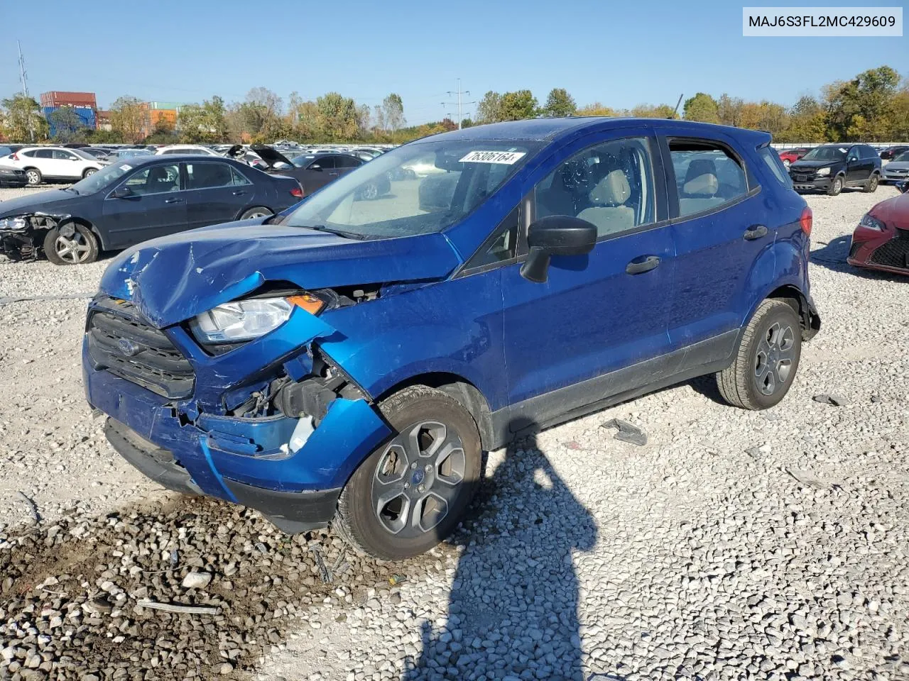 2021 Ford Ecosport S VIN: MAJ6S3FL2MC429609 Lot: 76306164