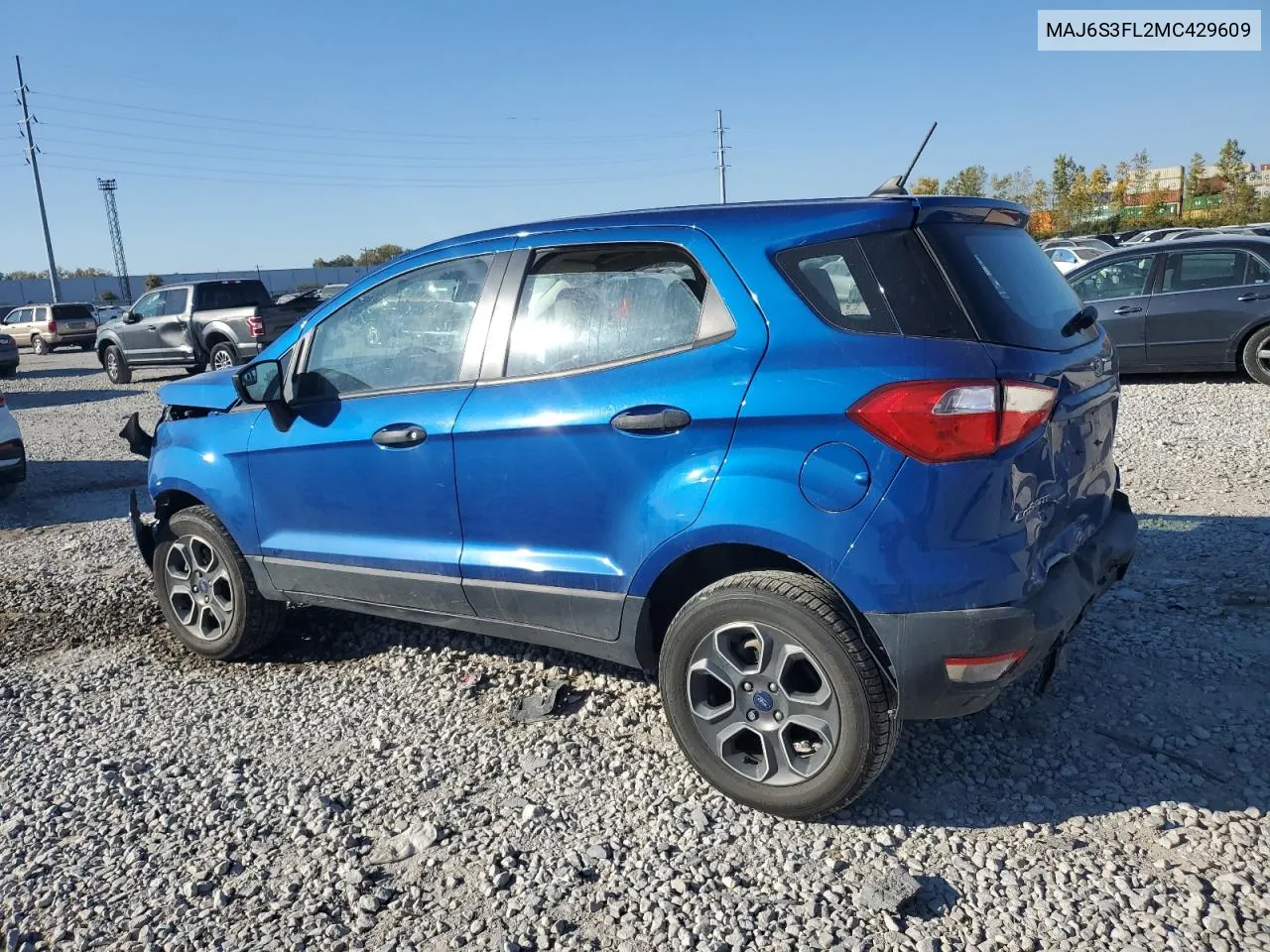 2021 Ford Ecosport S VIN: MAJ6S3FL2MC429609 Lot: 76306164