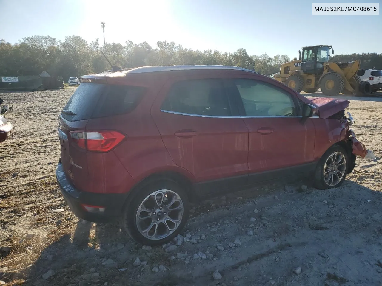 2021 Ford Ecosport Titanium VIN: MAJ3S2KE7MC408615 Lot: 76601634