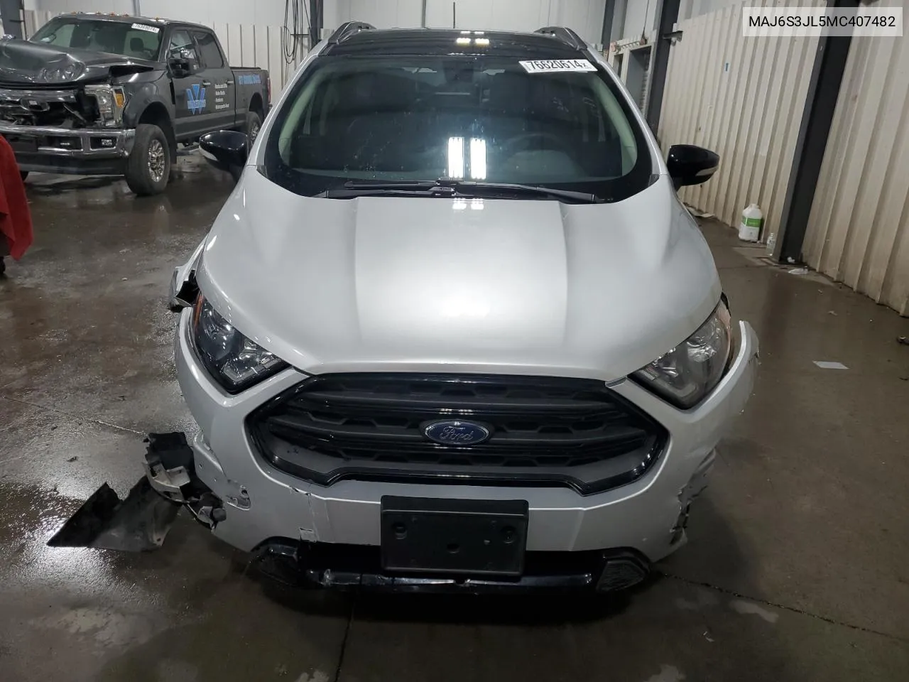 2021 Ford Ecosport Ses VIN: MAJ6S3JL5MC407482 Lot: 76620614