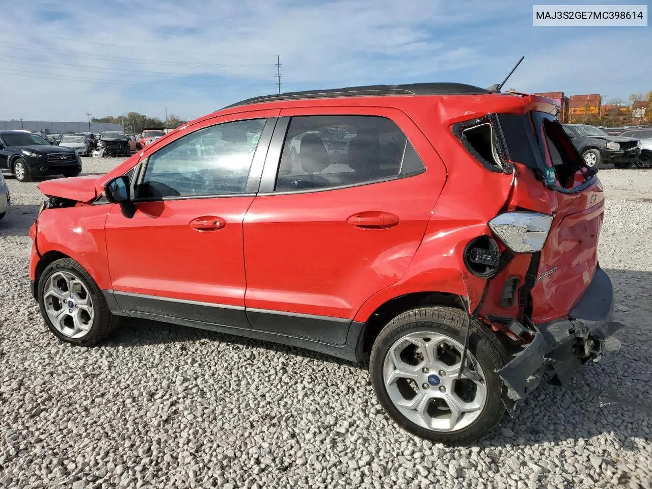 2021 Ford Ecosport Se VIN: MAJ3S2GE7MC398614 Lot: 77531564