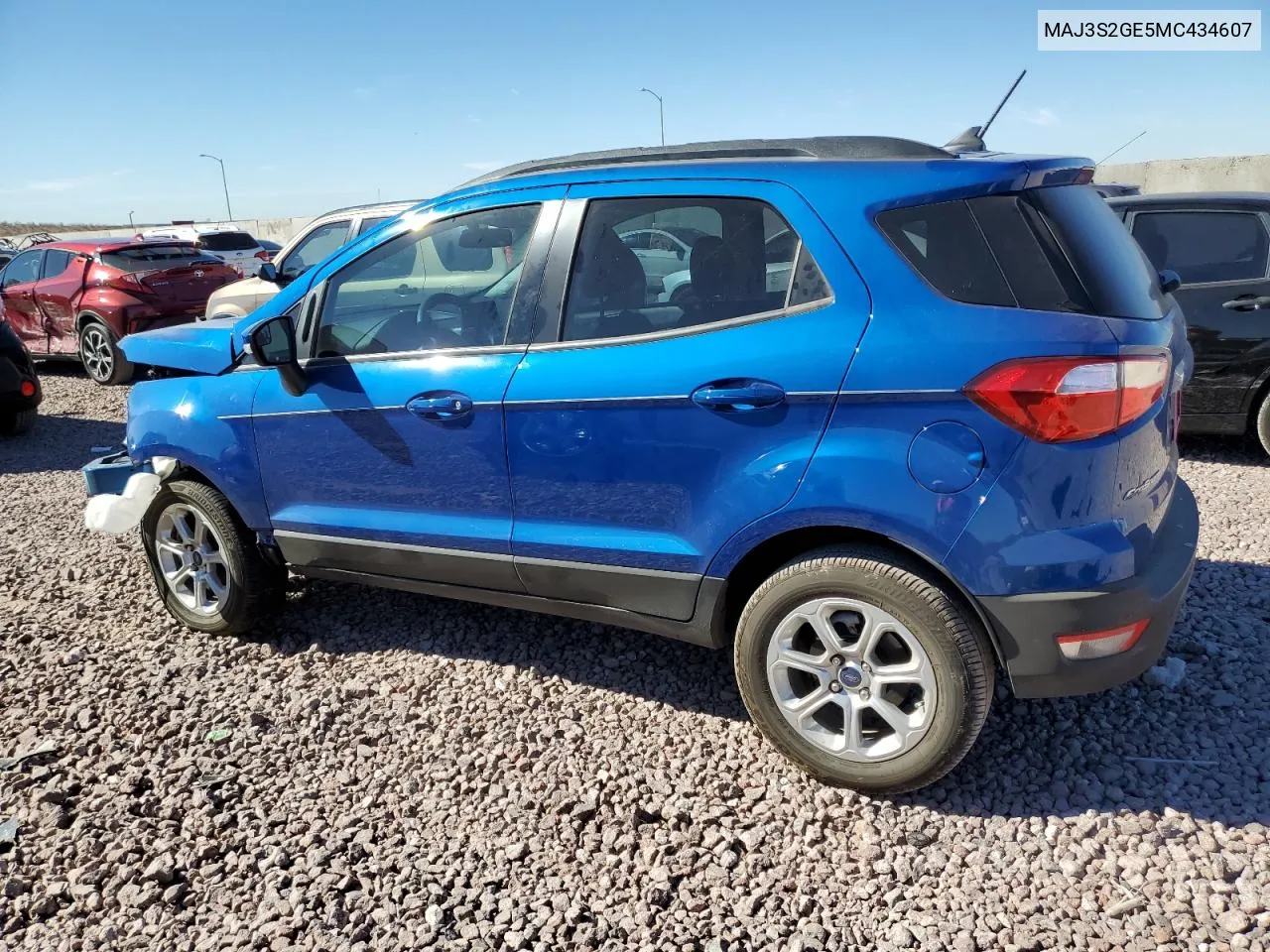 2021 Ford Ecosport Se VIN: MAJ3S2GE5MC434607 Lot: 77892754