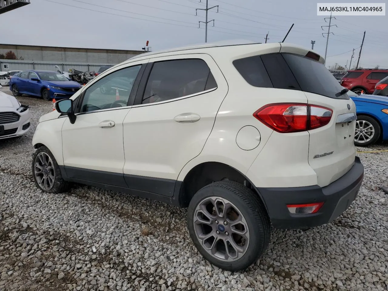 2021 Ford Ecosport Titanium VIN: MAJ6S3KL1MC404965 Lot: 79824814