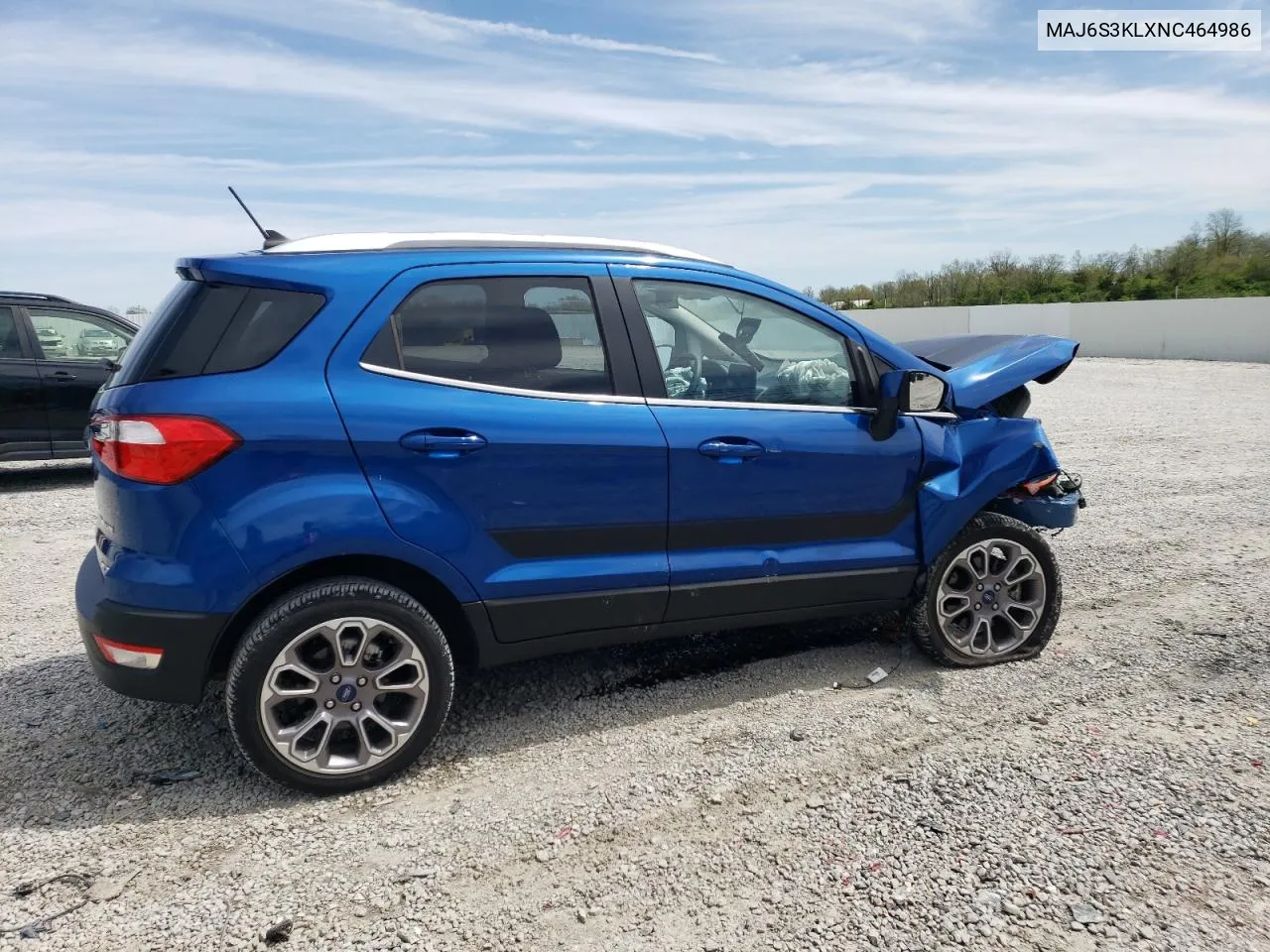 2022 Ford Ecosport Titanium VIN: MAJ6S3KLXNC464986 Lot: 51710894