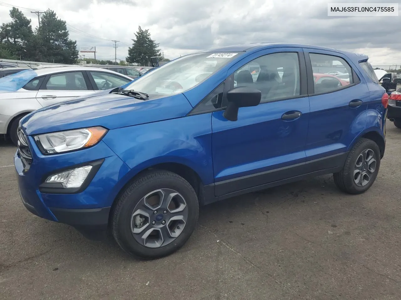 2022 Ford Ecosport S VIN: MAJ6S3FL0NC475585 Lot: 70749274