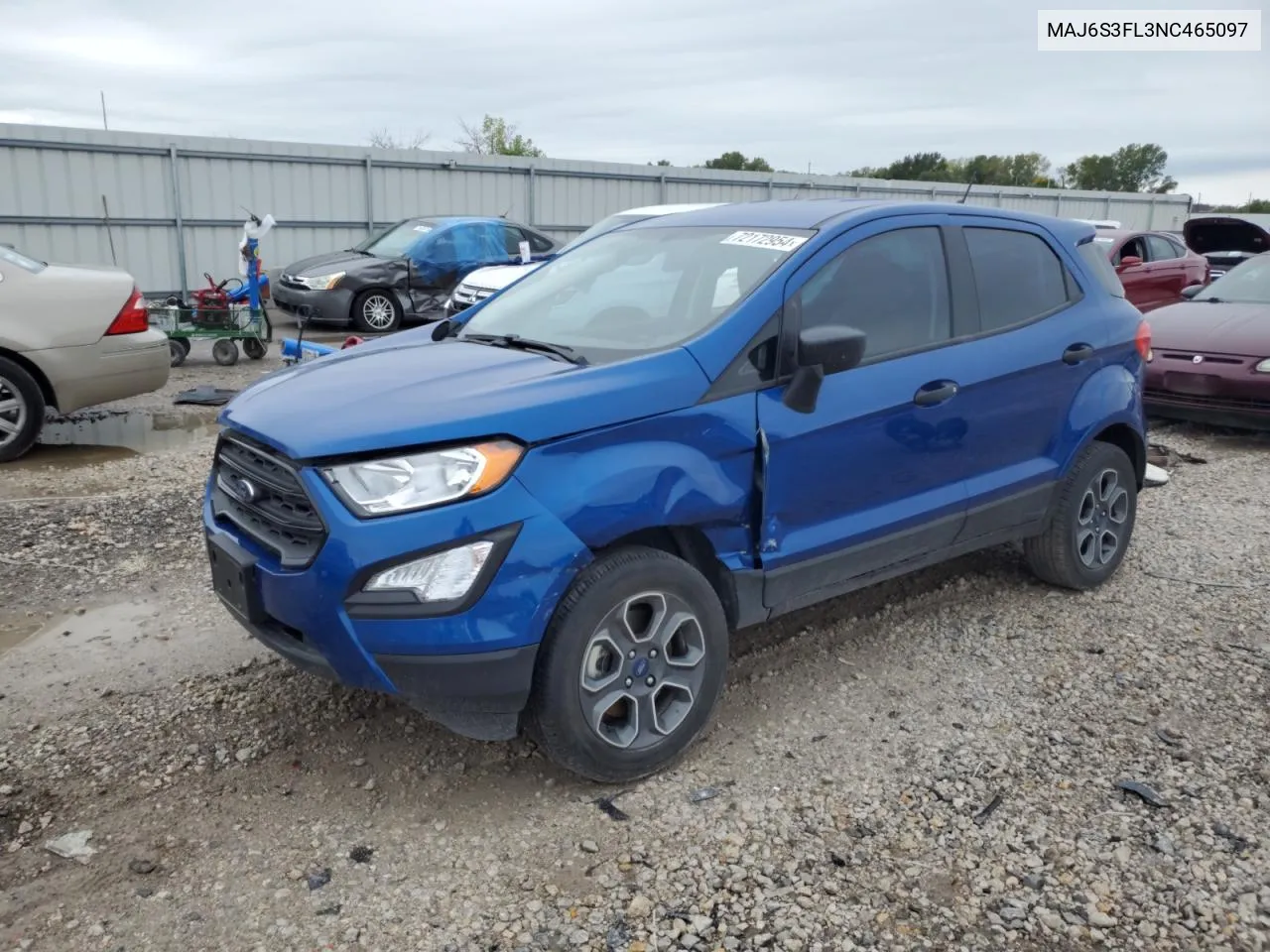 2022 Ford Ecosport S VIN: MAJ6S3FL3NC465097 Lot: 72172954