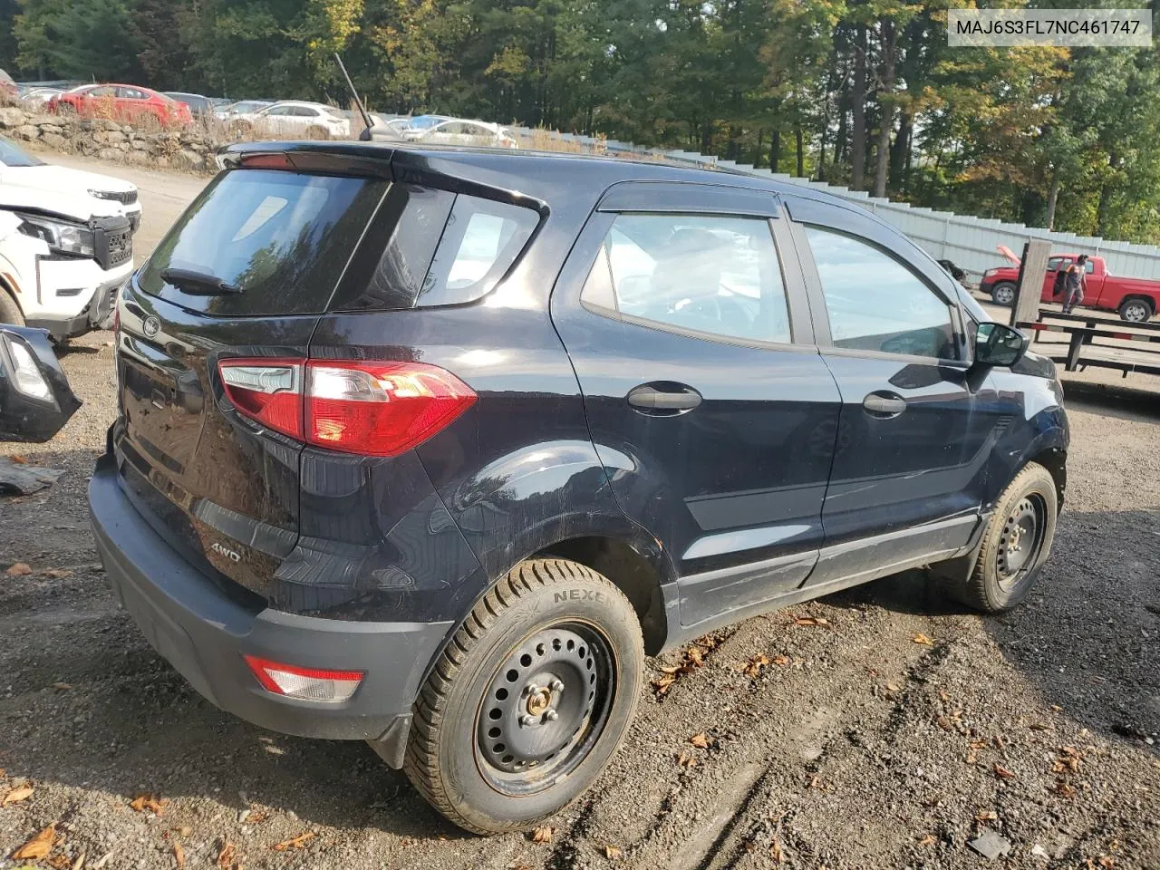 2022 Ford Ecosport S VIN: MAJ6S3FL7NC461747 Lot: 72505004