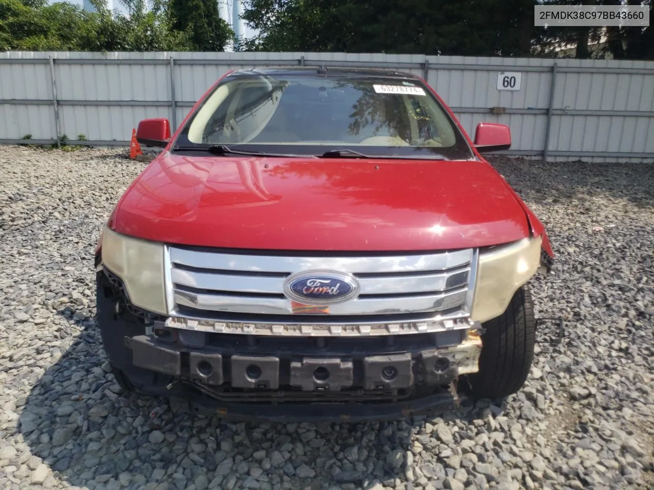 2007 Ford Edge Sel VIN: 2FMDK38C97BB43660 Lot: 63278774