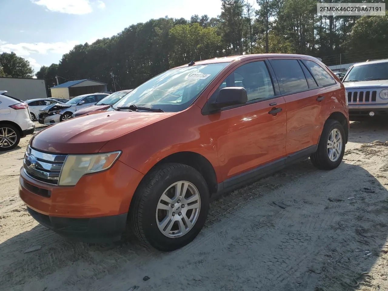 2007 Ford Edge Se VIN: 2FMDK46C27BA67191 Lot: 67590154