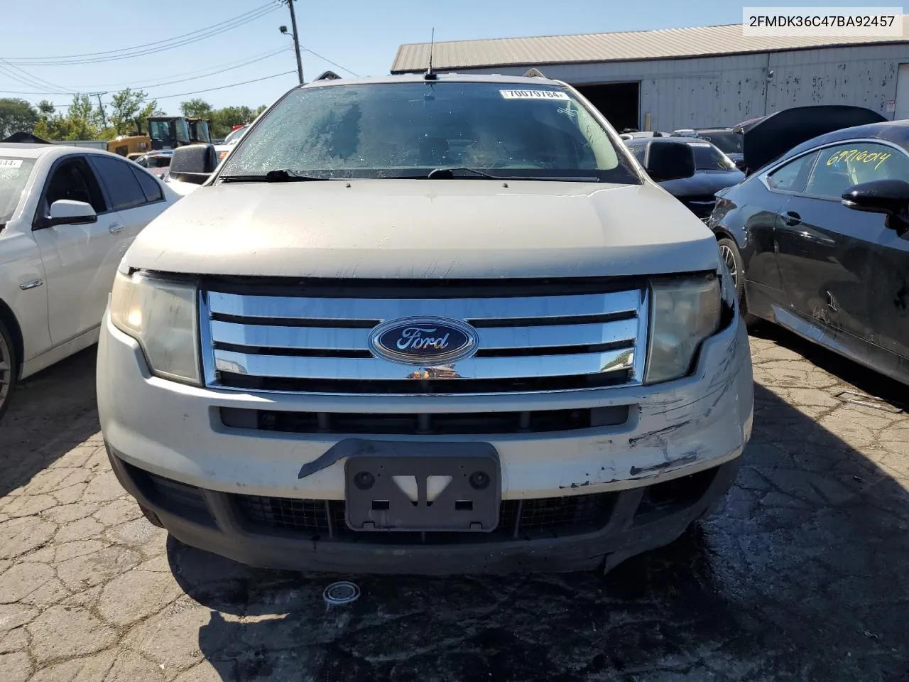 2007 Ford Edge Se VIN: 2FMDK36C47BA92457 Lot: 70079784