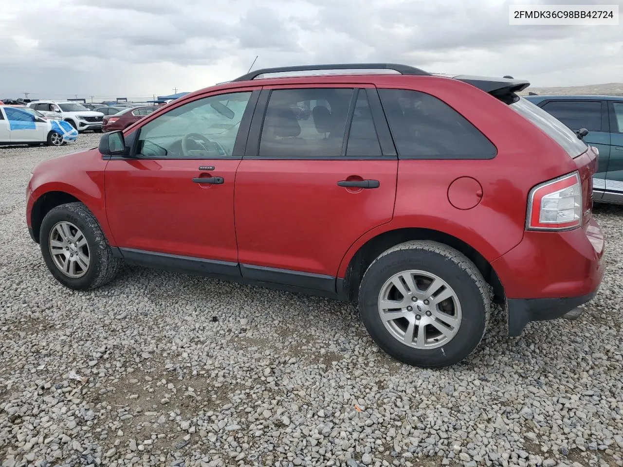 2008 Ford Edge Se VIN: 2FMDK36C98BB42724 Lot: 78228714