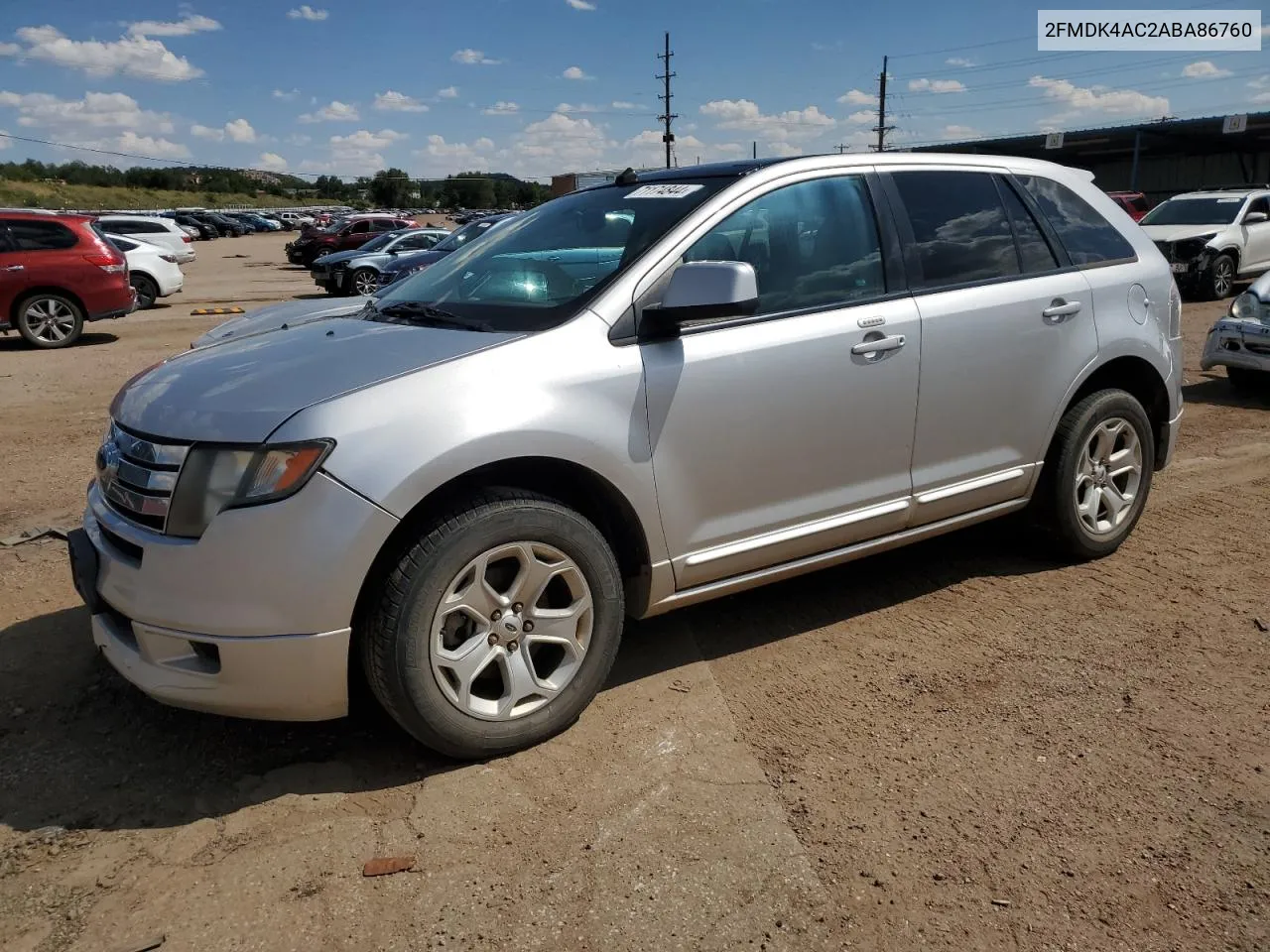 2010 Ford Edge Sport VIN: 2FMDK4AC2ABA86760 Lot: 71174844