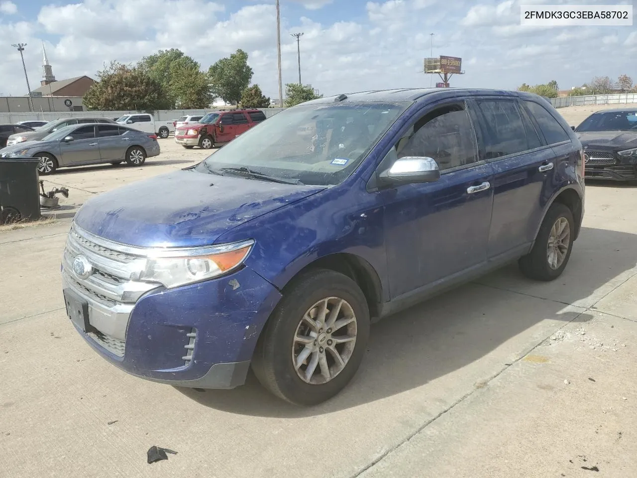 2014 Ford Edge Se VIN: 2FMDK3GC3EBA58702 Lot: 77542364