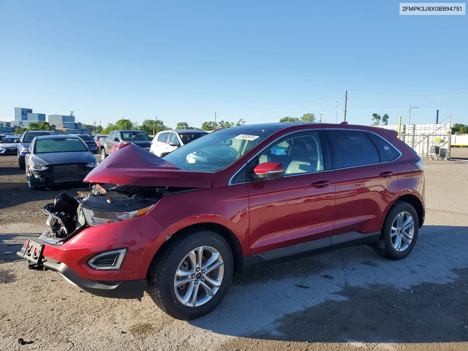 2016 Ford Edge Sel VIN: 2FMPK3J8XGBB94751 Lot: 57452674