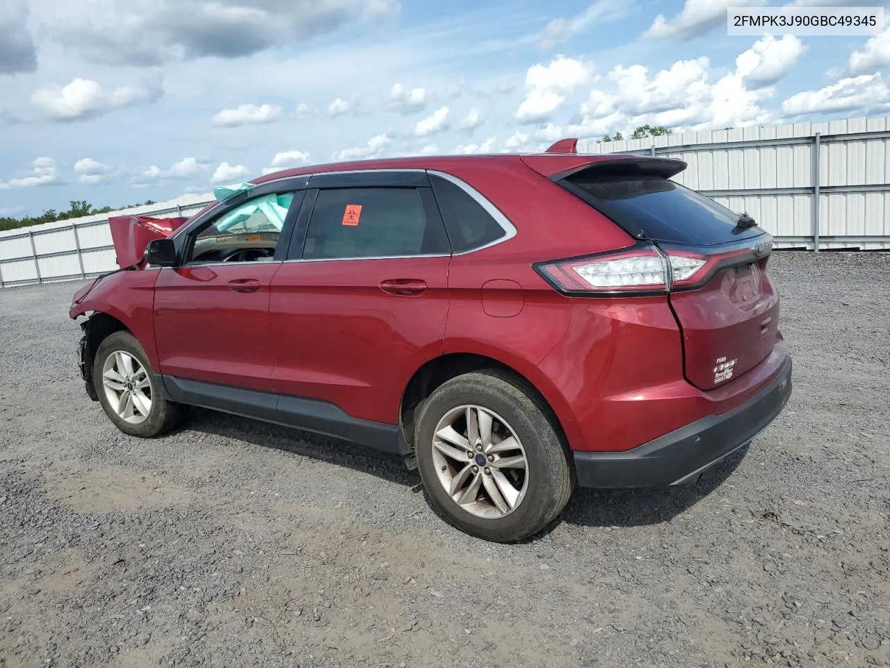 2016 Ford Edge Sel VIN: 2FMPK3J90GBC49345 Lot: 66474854