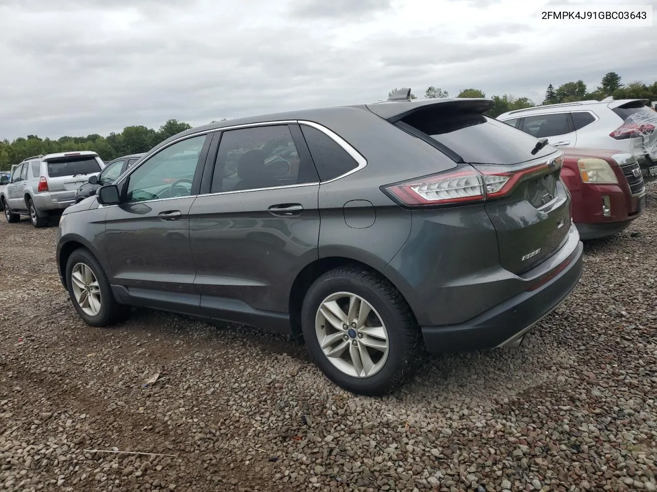 2016 Ford Edge Sel VIN: 2FMPK4J91GBC03643 Lot: 72168064